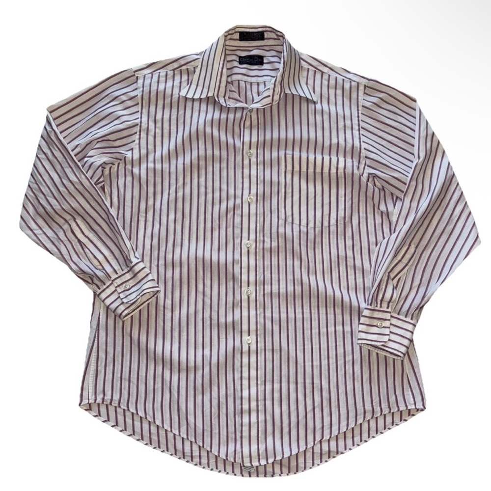 Christian Dior Monsieur Striped Long Sleeve Button Down Shirt Men Sz 22x28.5’’